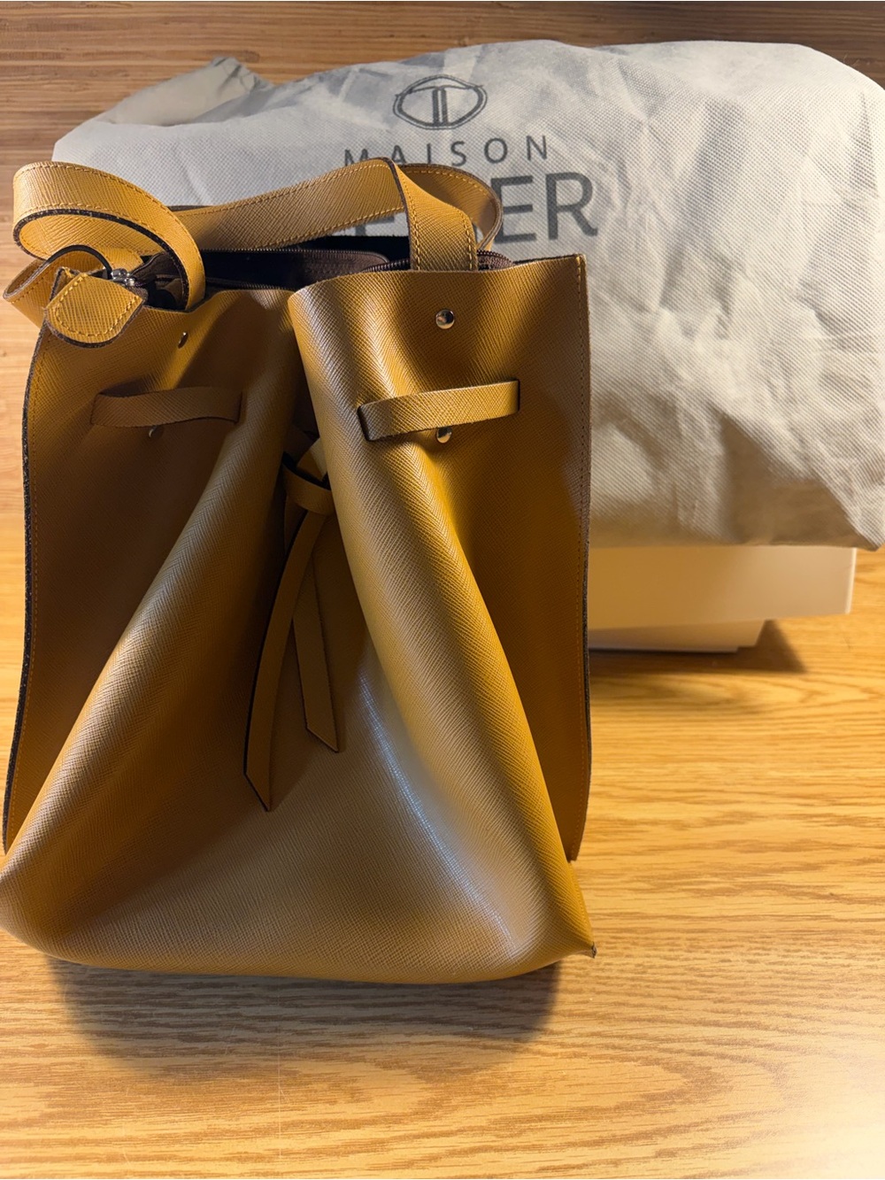 Texier Mustard Leather Bucket Bag